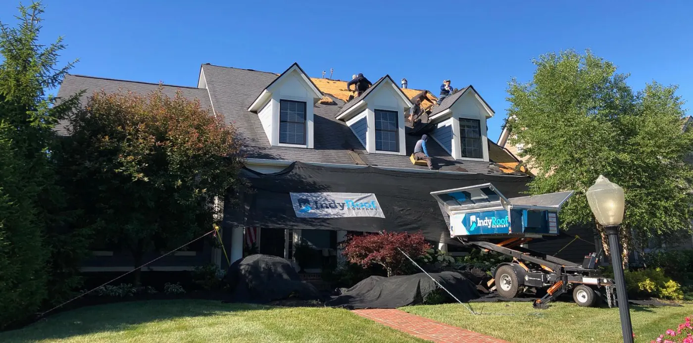 Storm damage documentation on a Mount Carmel commercial building